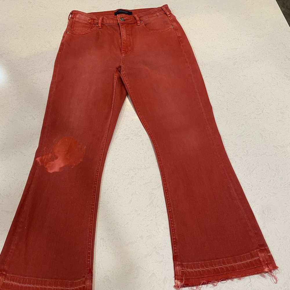 Scotch&Soda Faded Red Cropped Jeans damage  leg from Satin remover with bleach